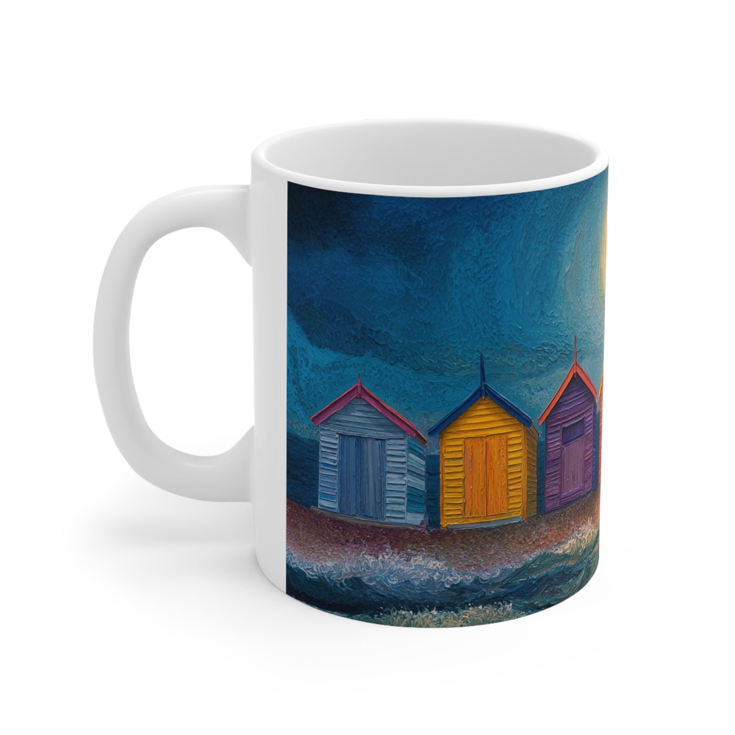 Surrealism Brighton Beach Bathing Boxes Ceramic Mug 325ml