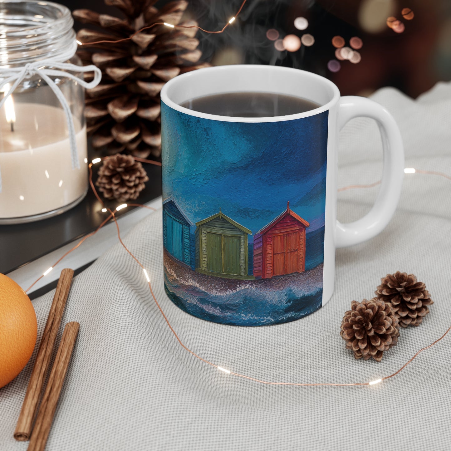 Surrealism Brighton Beach Bathing Boxes Ceramic Mug 325ml