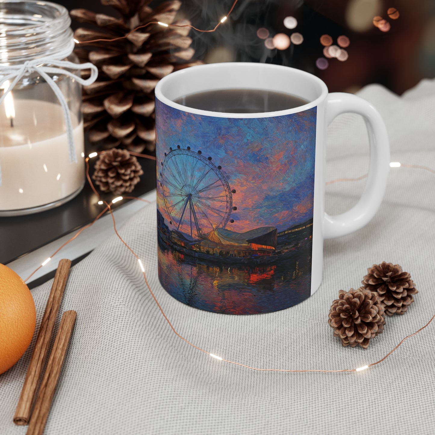 Surrealism Melbourne Observation Star and Docklands Ceramic Mug 325ml